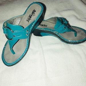 EUC Alegria Wedge Thong sandals